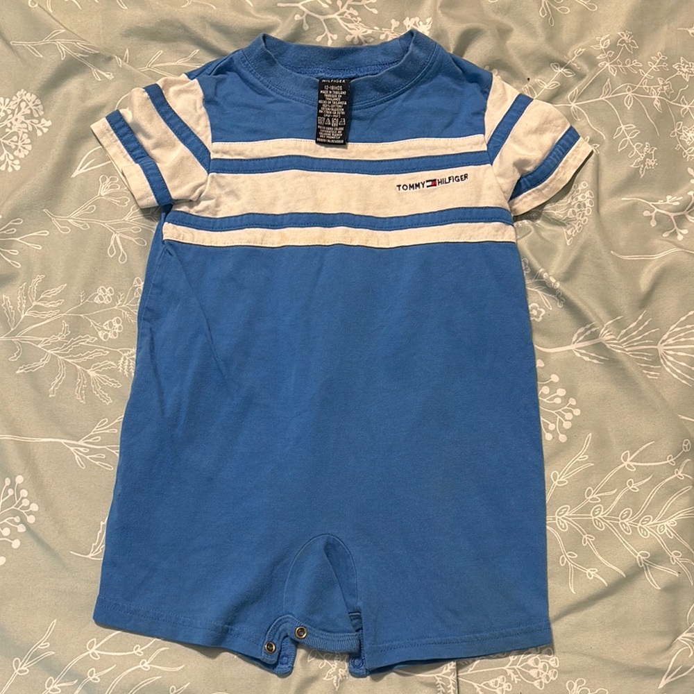 5 for $25!! Tommy Hilfiger Blue and White Striped Baby Shirt